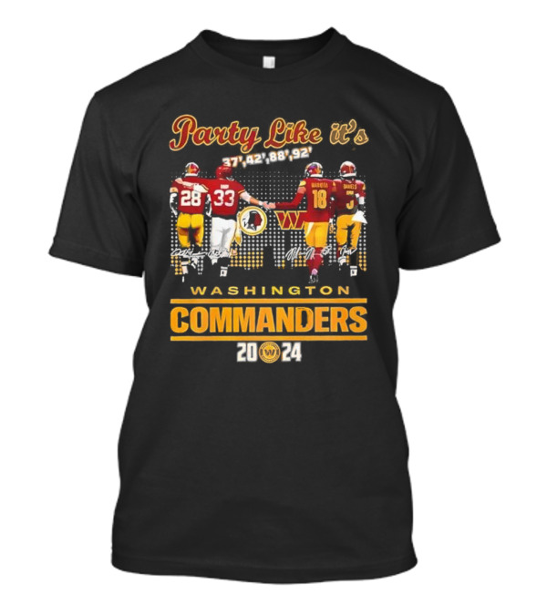 Party Like It's 37 42 88 92 Washington Commanders 2024 Football Legends Signatures T-Shirt