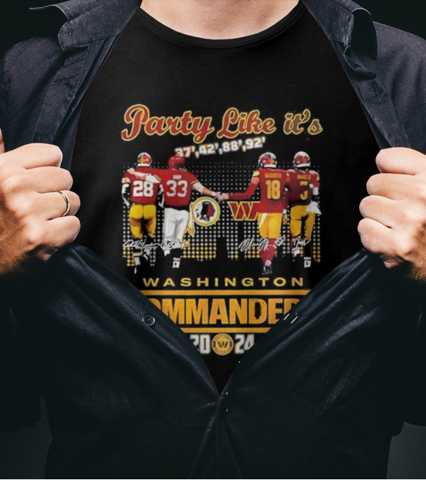Party Like It's 37 42 88 92 Washington Commanders 2024 Football Legends Signatures T-Shirt