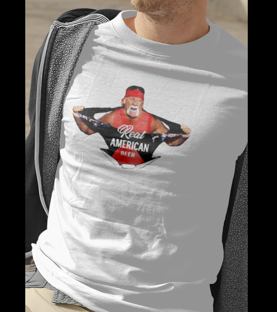 Hulk Hogan Real American Beer Iconic Wrestler Branding T-Shirt
