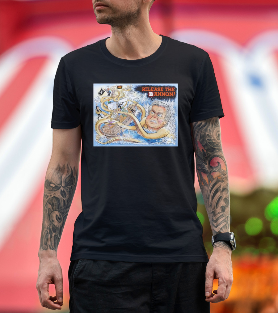 Release The Bannon Steve Bannon Impeach Trump Cartoon Kraken_STYLE T-Shirt