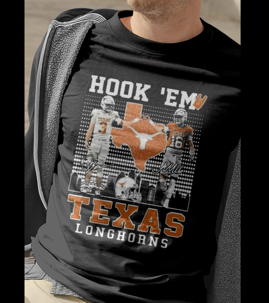 Hook 'Em Texas Longhorns Jordan Whittington Arch Manning Signatures T-Shirt