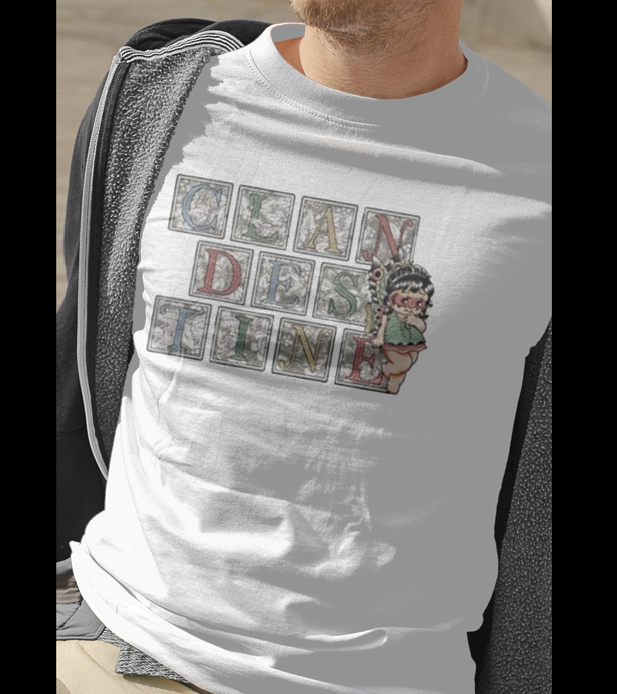 Clandestine Industries Fairy Letters Block Design With Cartoon Fairy T-Shirt