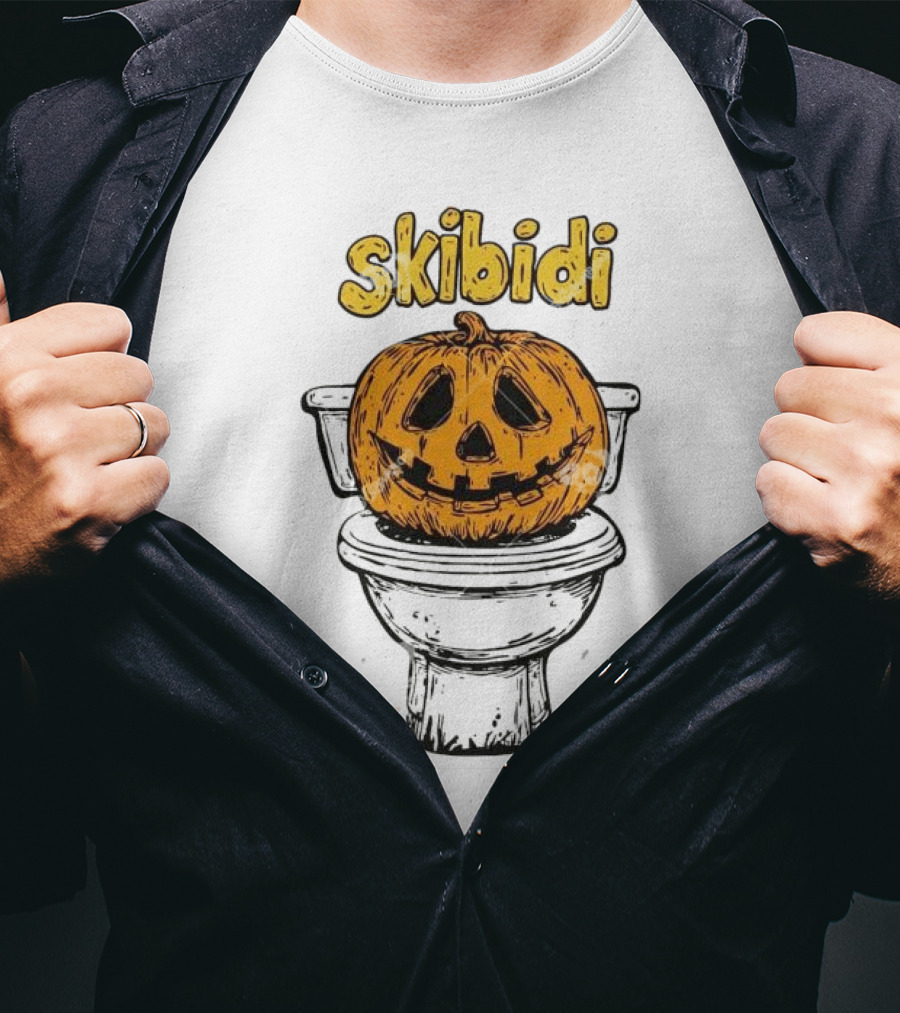 Skibidi Pumpkin On Toilet Jack-o'-Lantern T-Shirt