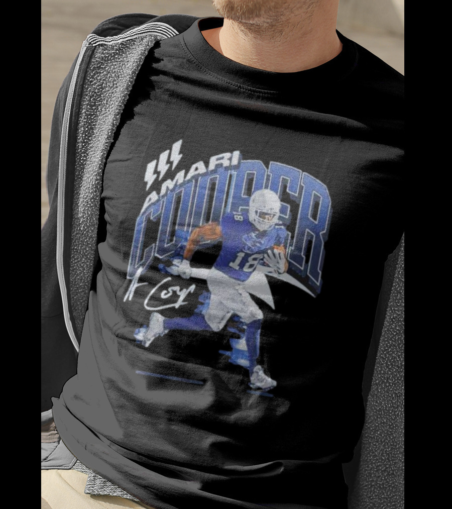 Amari Cooper Signature Football Player 18 With Energetic Blue T-Shirt