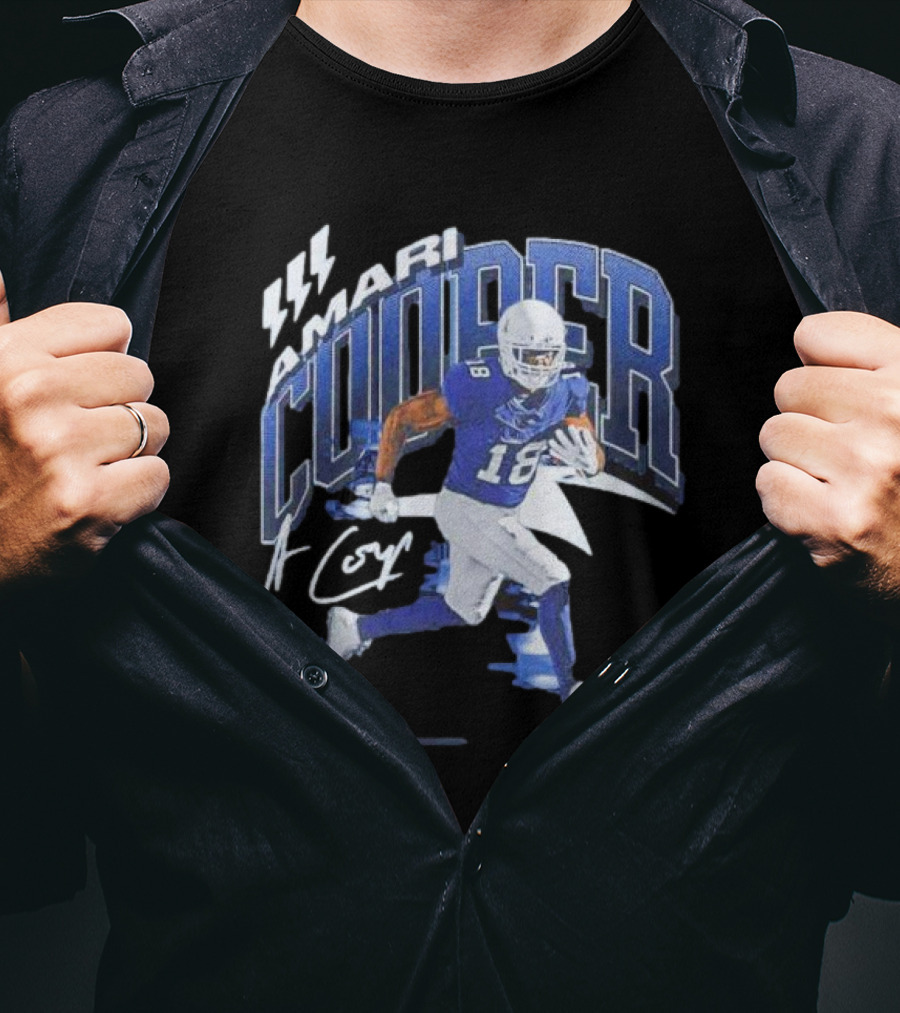 Amari Cooper Signature Football Player 18 With Energetic Blue T-Shirt