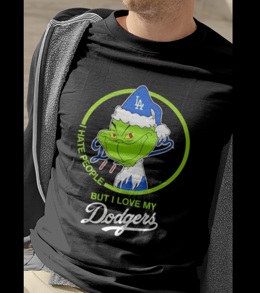 Grinch I Hate People But I Love My LA Dodgers Christmas T-Shirt