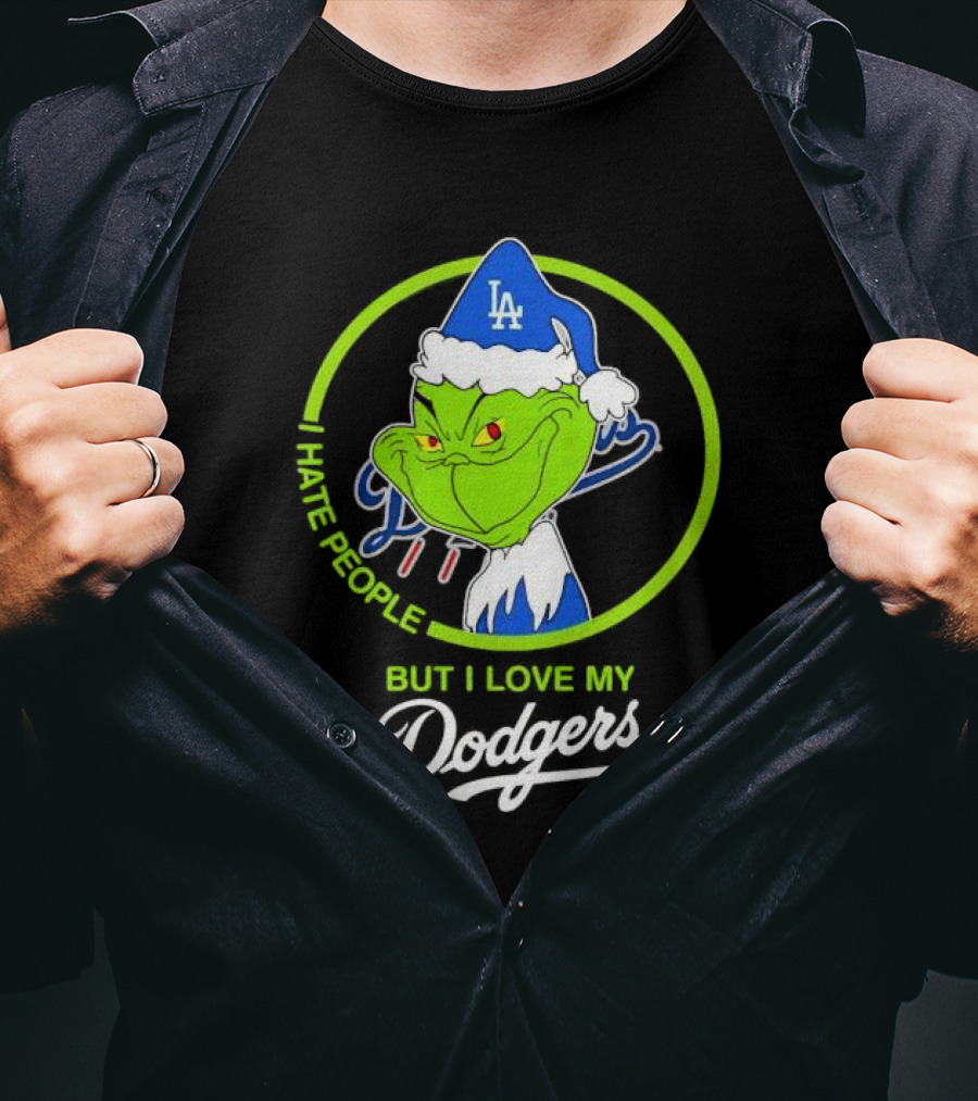 Grinch I Hate People But I Love My LA Dodgers Christmas T-Shirt