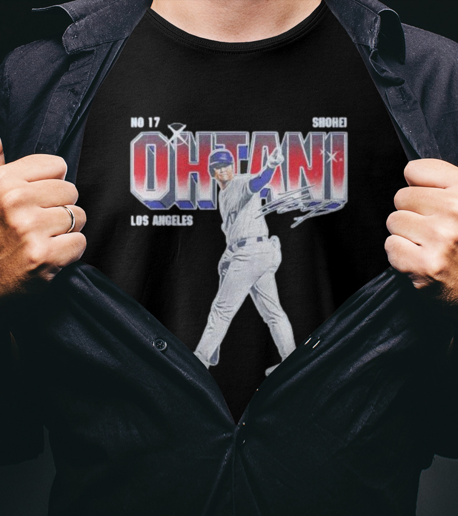 Shohei Ohtani No 17 Los Angeles Signature Baseball T-Shirt