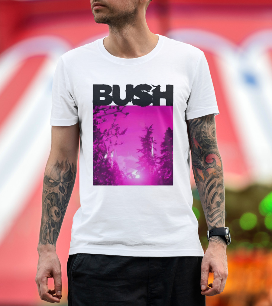 Bush Loaded Album 2024 Forest Silhouette Pink Sky T-Shirt
