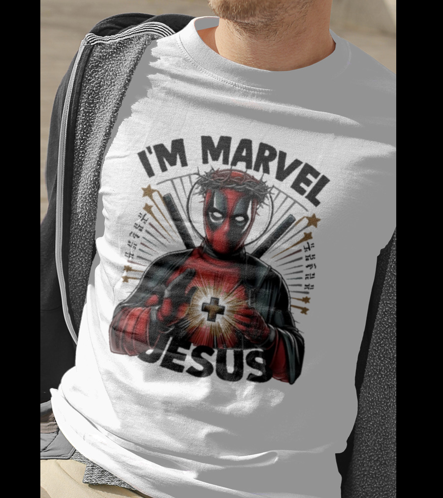 I'm Marvel Jesus Deadpool With Cross Halo And Swords T-Shirt
