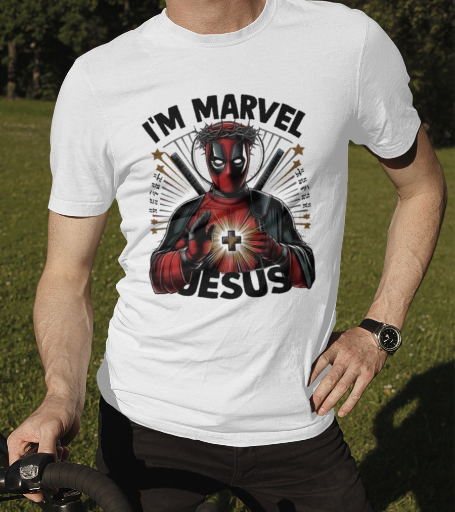 I'm Marvel Jesus Deadpool With Cross Halo And Swords T-Shirt