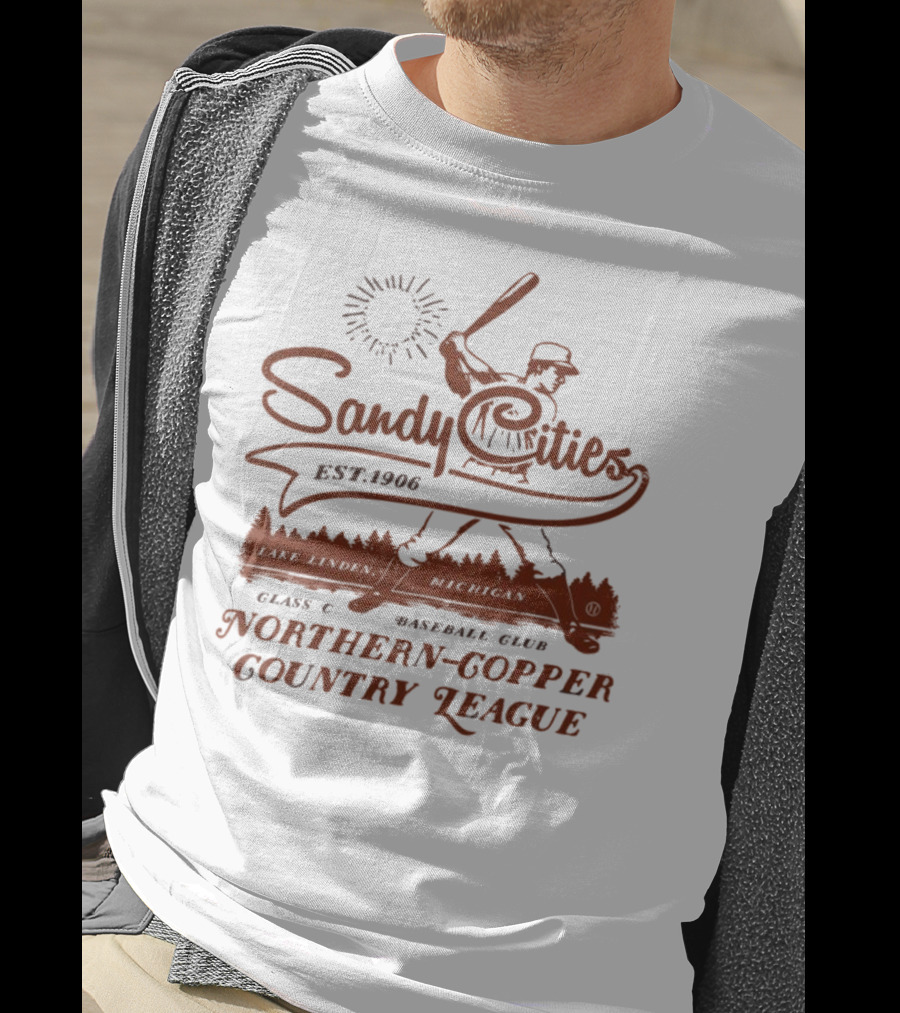 Sandy Cities Lake Linden Michigan Vintage Class C Baseball Club Northern Copper Country League Est. 1906 T-Shirt