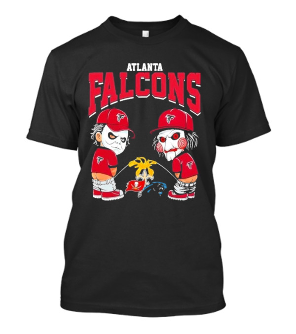 Atlanta Falcons Halloween 2024 Michael Myers Billy The Puppet Pee On NFL Teams T-Shirt