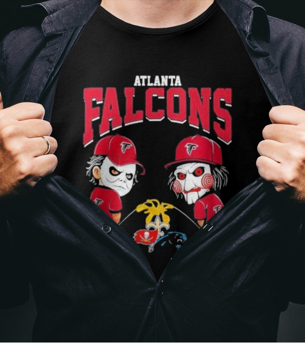 Atlanta Falcons Halloween 2024 Michael Myers Billy The Puppet Pee On NFL Teams T-Shirt