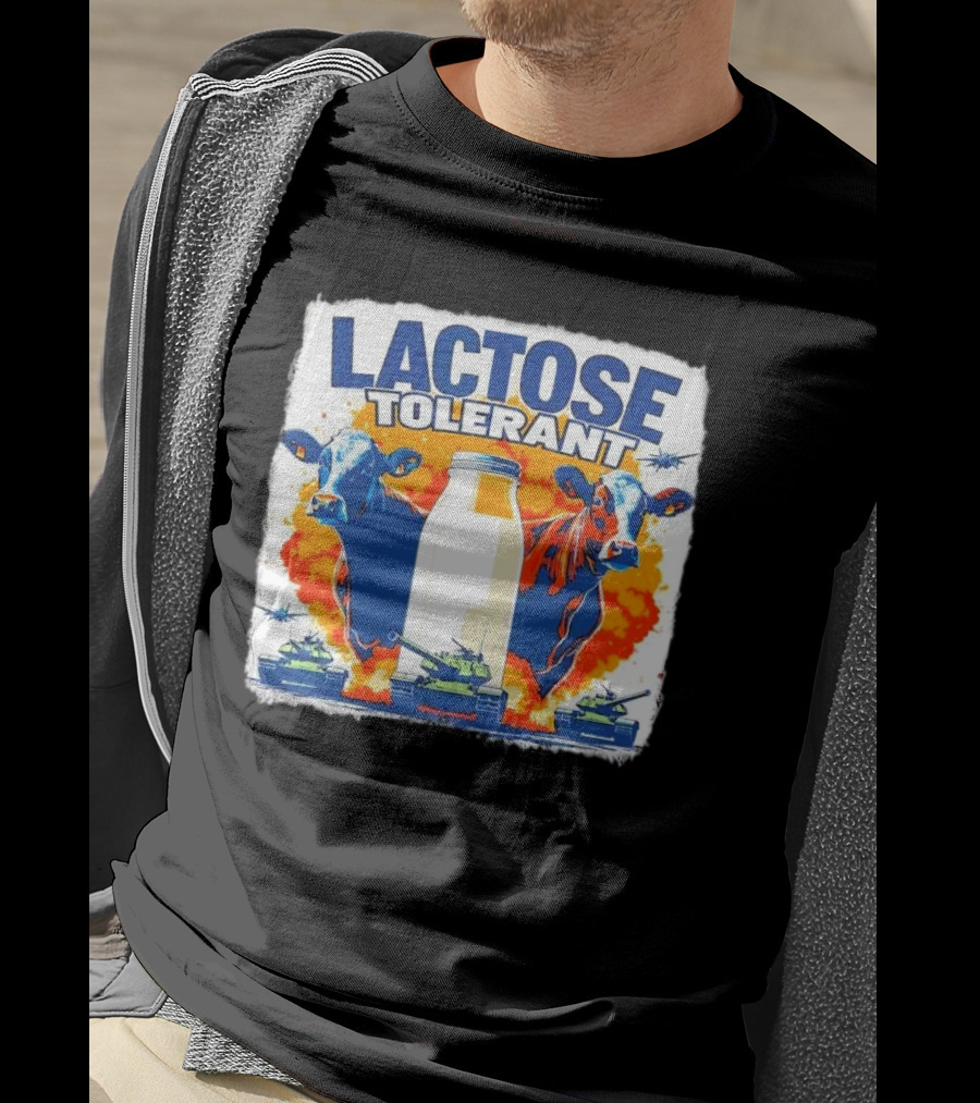 LACTOSE TOLERANT Milk Defense With Cows And Tanks T-Shirt