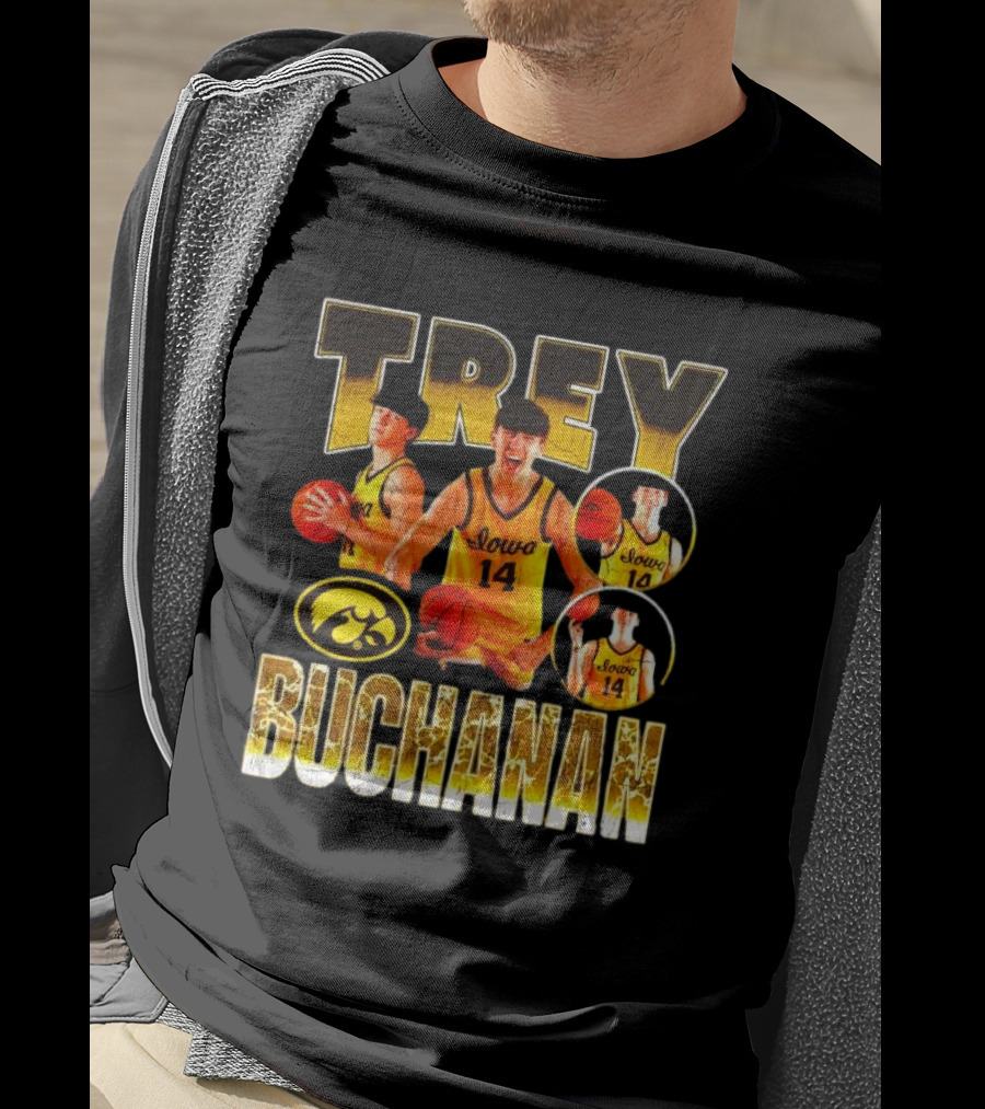 Trey Buchanan Iowa Hawkeyes Basketball Team Retro Jersey Number 14 T-Shirt