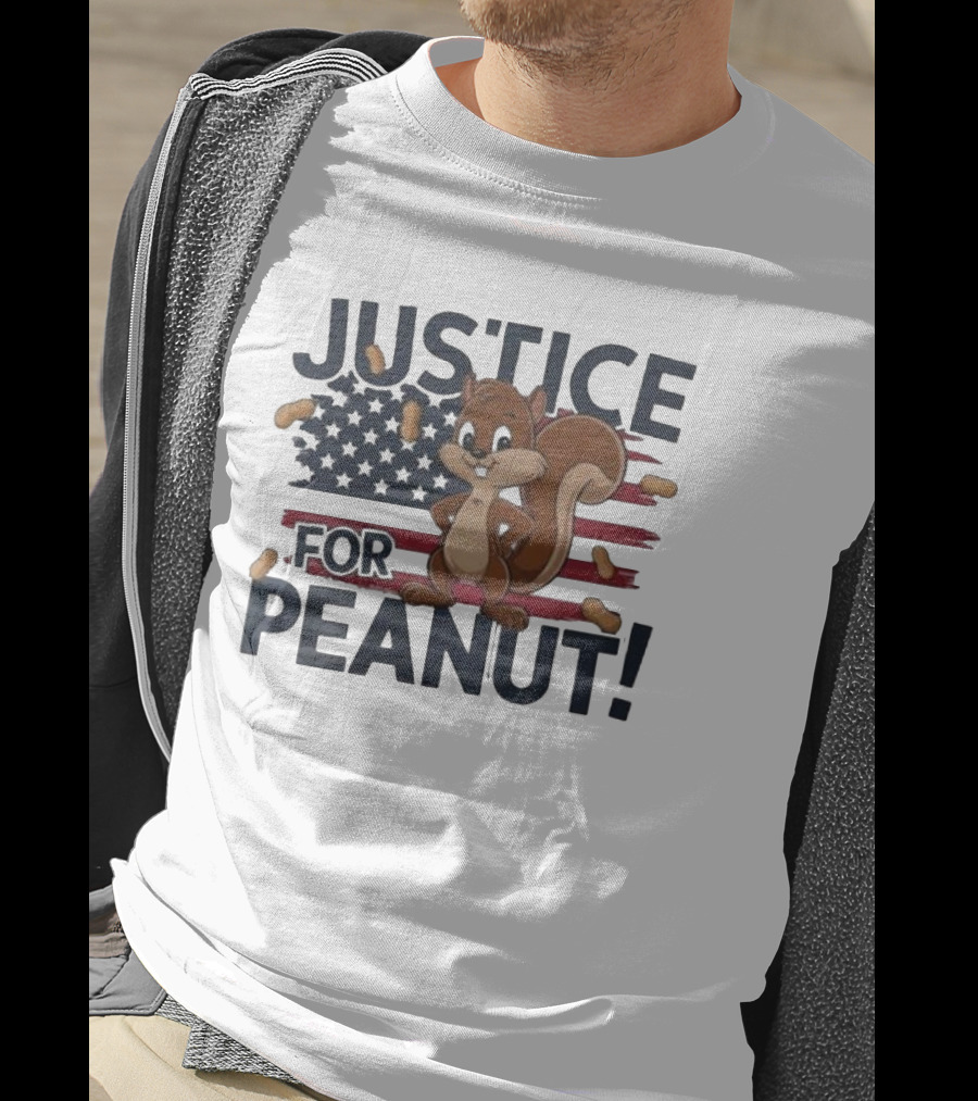 Justice For Peanut The Squirrel American Flag Peanuts T-Shirt