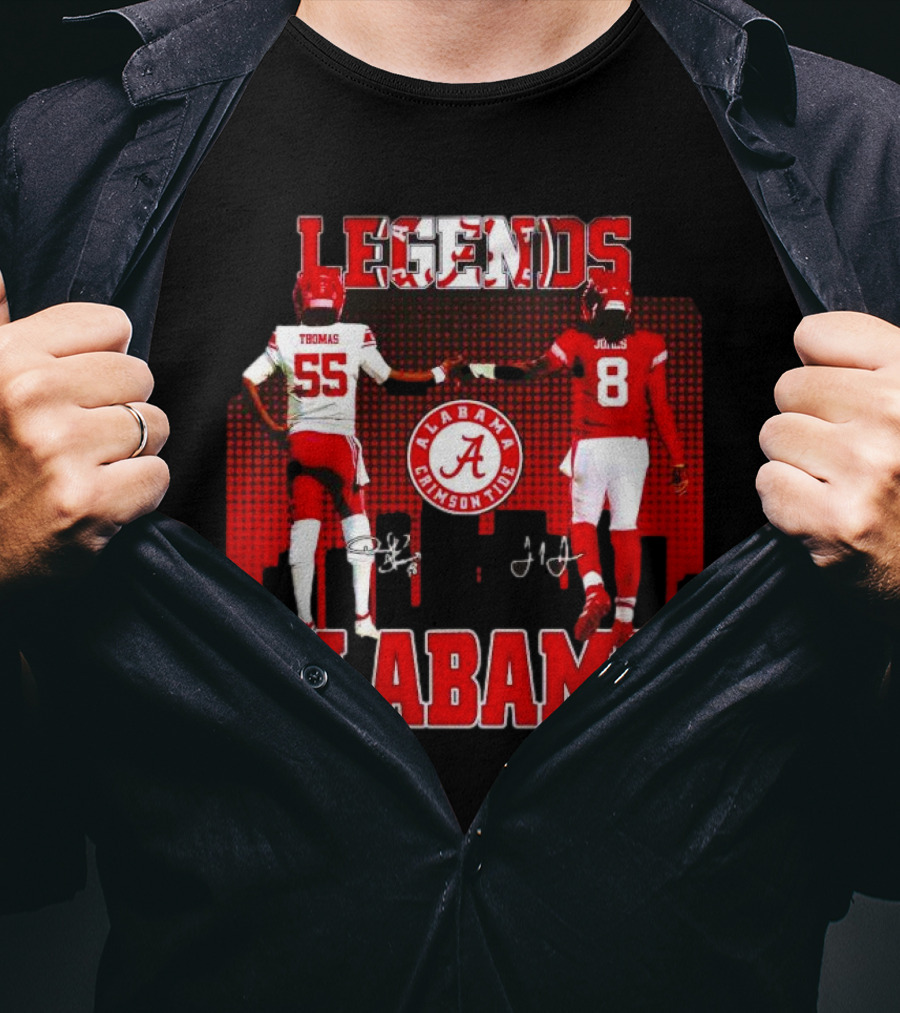 Alabama Crimson Tide Legends Thomas And Jones Signatures Cityline Red T-Shirt