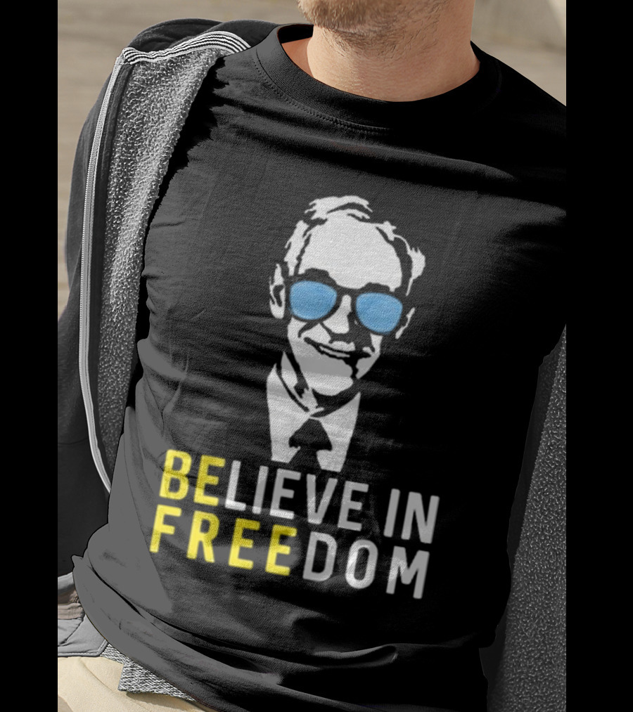 Believe In Freedom Libertarian Ron Paul Blue Sunglasses T-Shirt