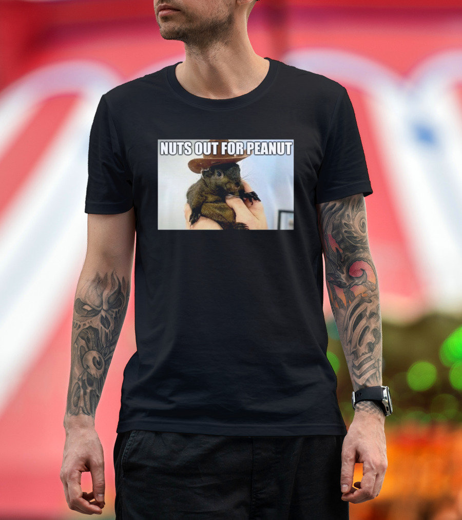 Justice for Peanut Nuts Out For Peanut 2024 Squirrel With Hat Meme T-Shirt