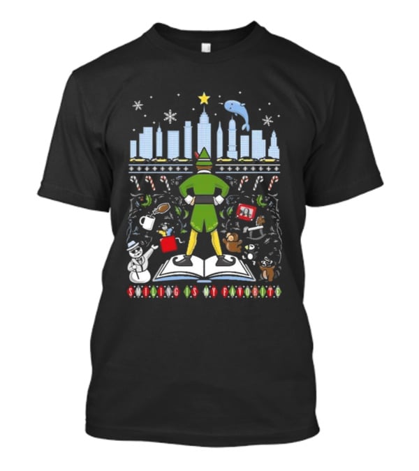 Smiling Is My Favorite Elf New York Christmas T-Shirt