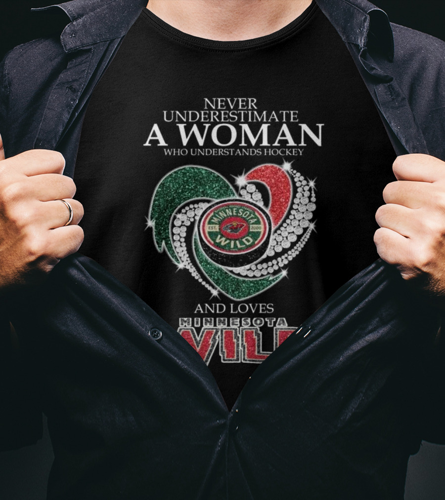 Never Underestimate A Woman Who Understands And Loves Minnesota Wild Hockey T-Shirt