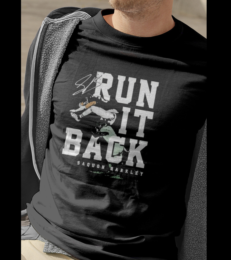 Run It Back Saquon Barkley Signature Jump Over Philadelphia Eagles Player T-Shirt