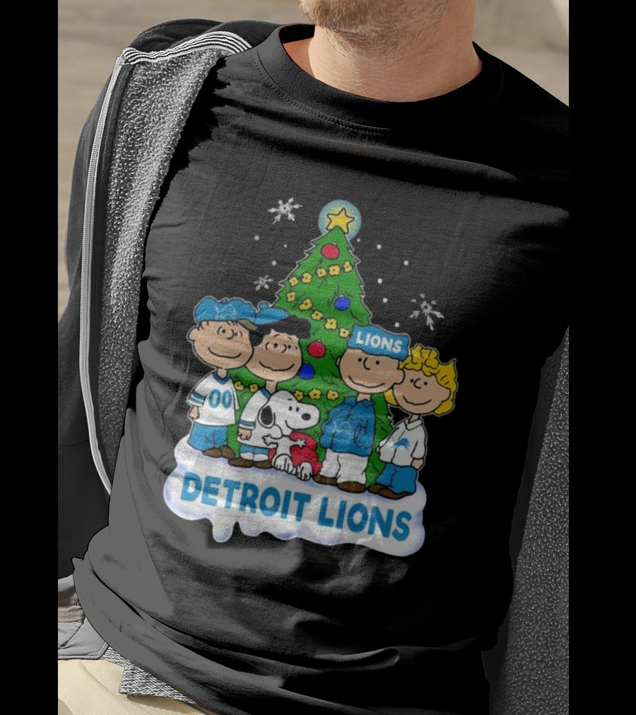 Detroit Lions Peanuts Merry Christmas T-Shirt