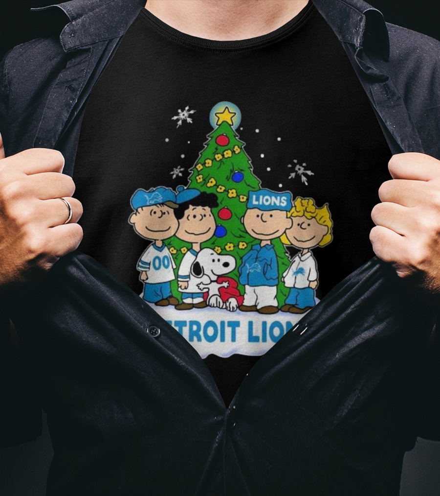 Detroit Lions Peanuts Merry Christmas T-Shirt