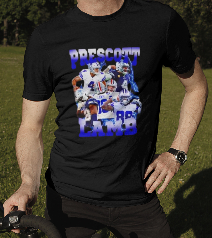 Prescott Lamb Dallas Cowboys Football Stars Collage T-Shirt