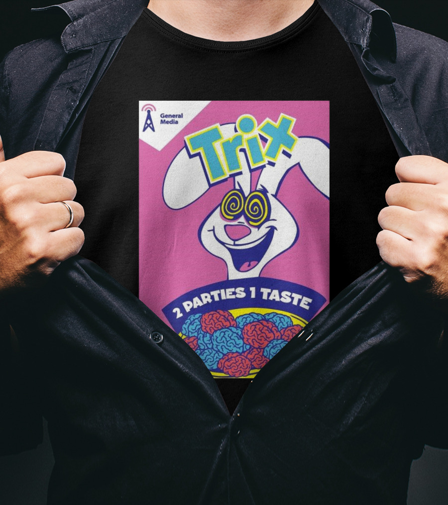 Trix Cereal Bunny With Swirled Eyes And Brain Bowl 2 Parties 1 Taste General Media T-Shirt