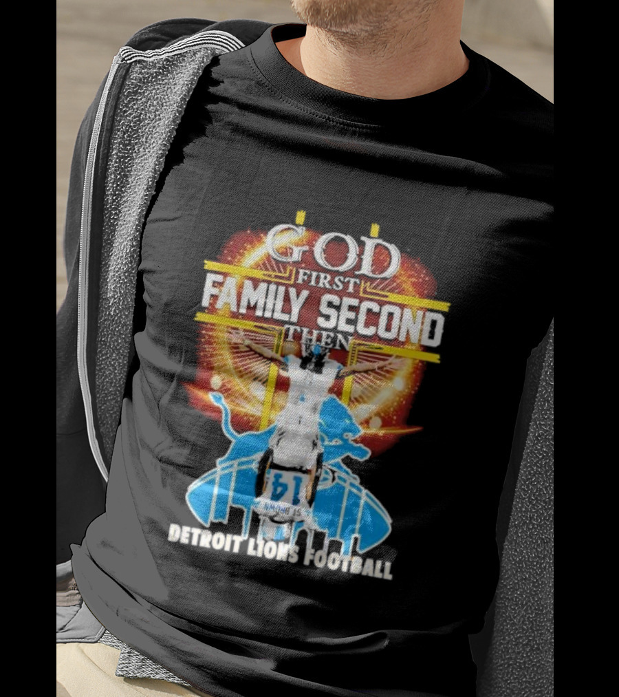 God First Family Second Detroit Lions Football Amon-Ra St. Brown Headstand T-Shirt
