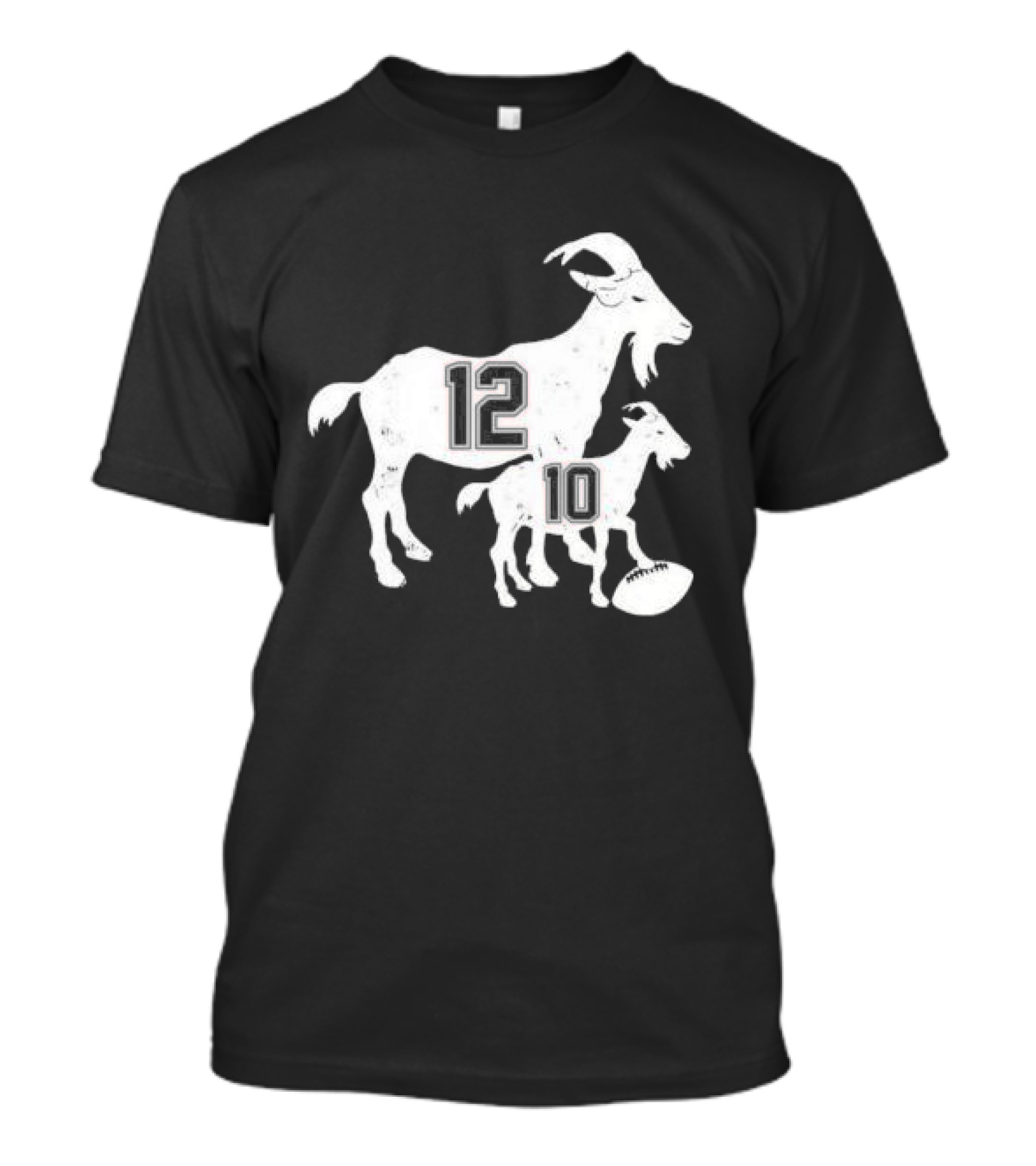 Tom Brady 12 Goat And Drake Maye 10 Baby Goat Football T-Shirt
