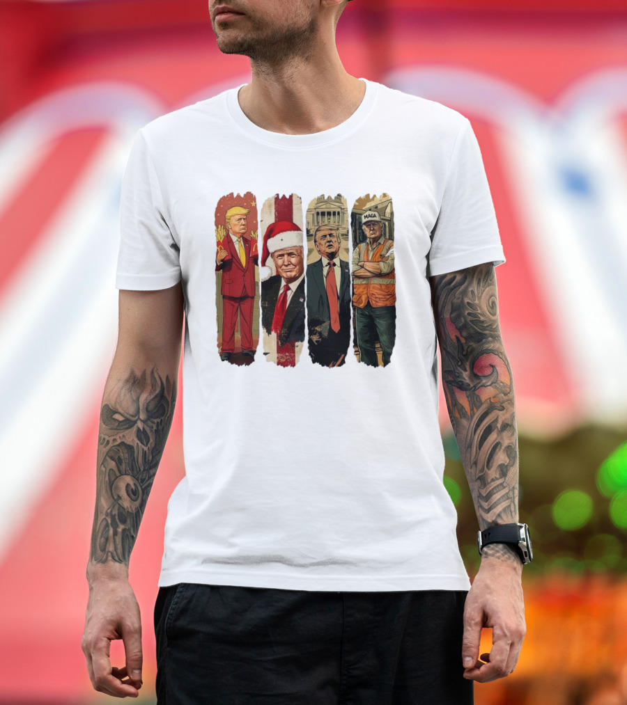 Trump Won 2024 We Won America Again 2024 Santa Hat MAGA Construction Worker T-Shirt