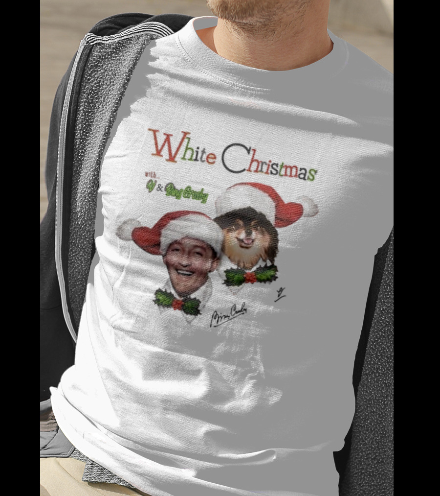 White Christmas With V And Bing Crosby Santa Hats And Holly T-Shirt