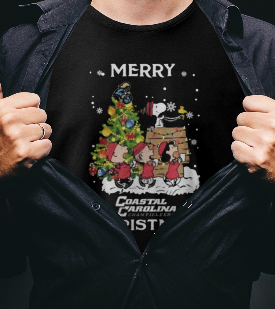 Coastal Carolina Chanticleers Snoopy And Friends Merry Christmas T-Shirt