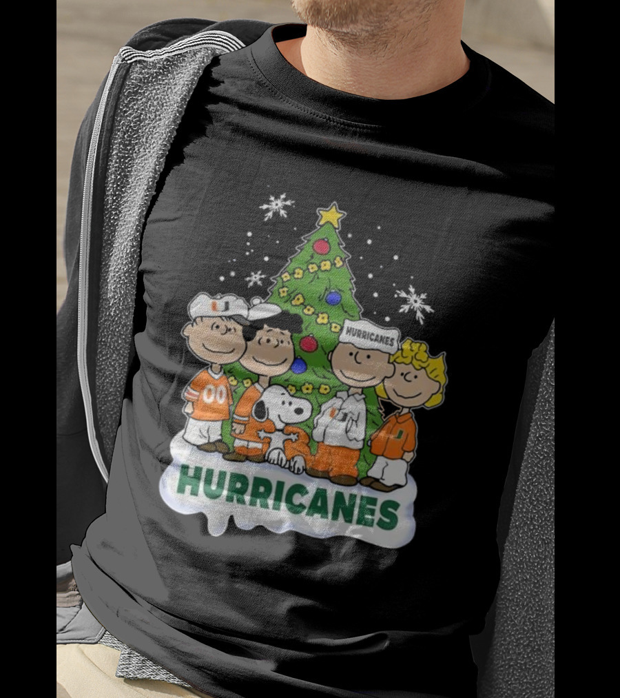 Miami Hurricanes Snoopy And Friends Christmas Tree T-Shirt
