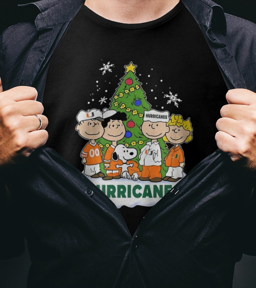 Miami Hurricanes Snoopy And Friends Christmas Tree T-Shirt
