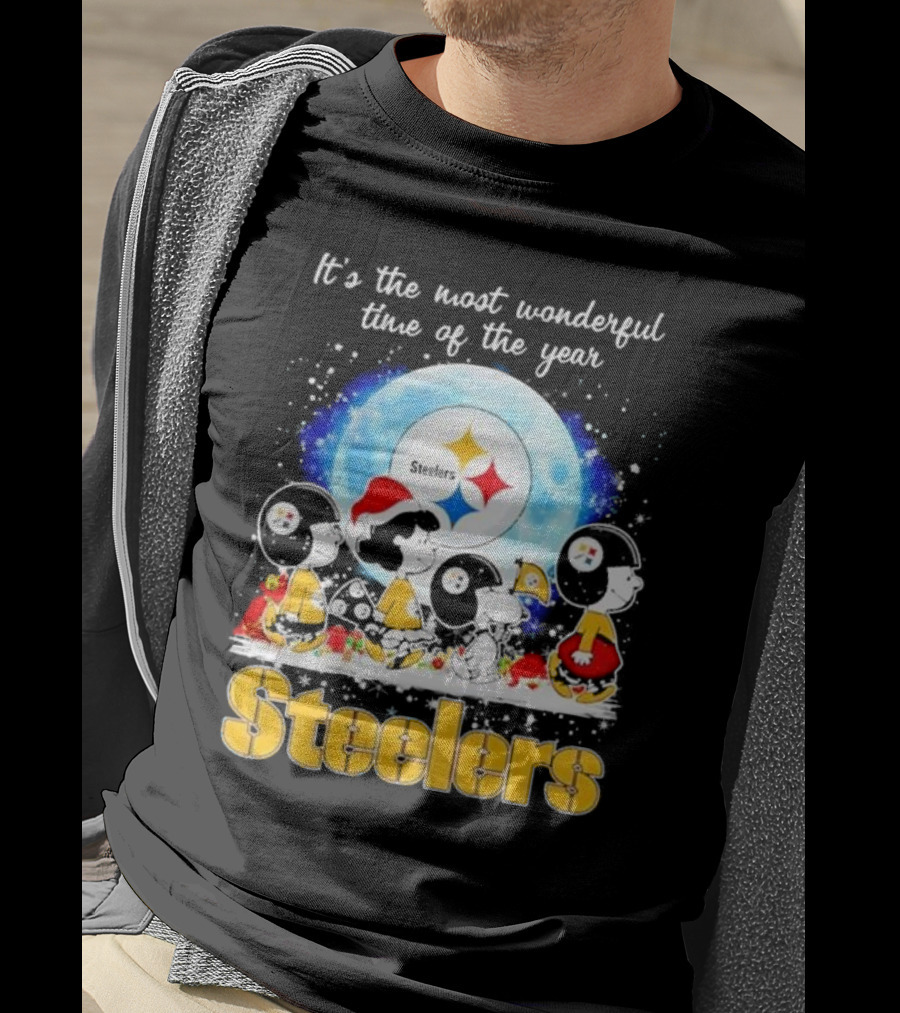Peanuts Steelers Christmas It's The Most Wonderful Time Of The Year T-Shirt