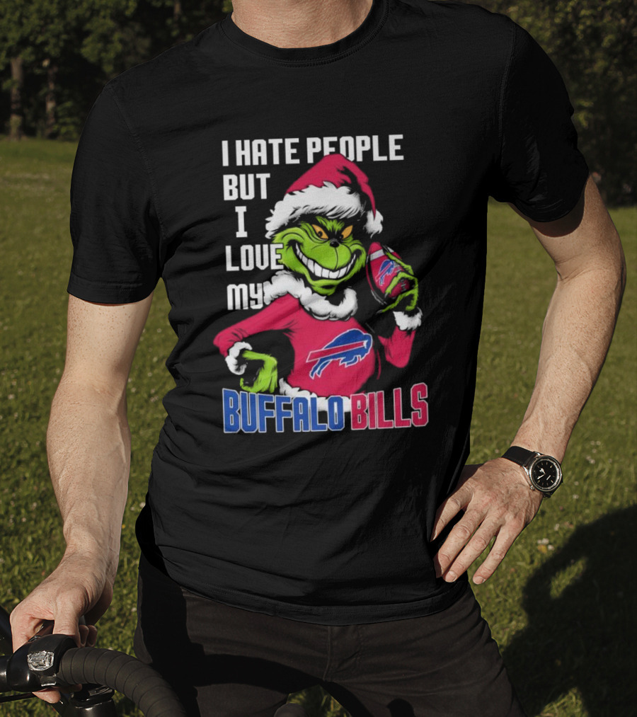 I Hate People But I Love My Buffalo Bills Santa Grinch T-Shirt