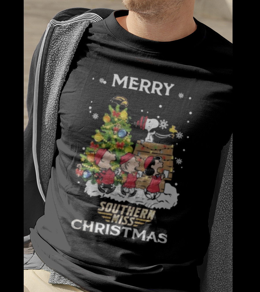 Southern Miss Christmas Snoopy And Friends Merry T-Shirt