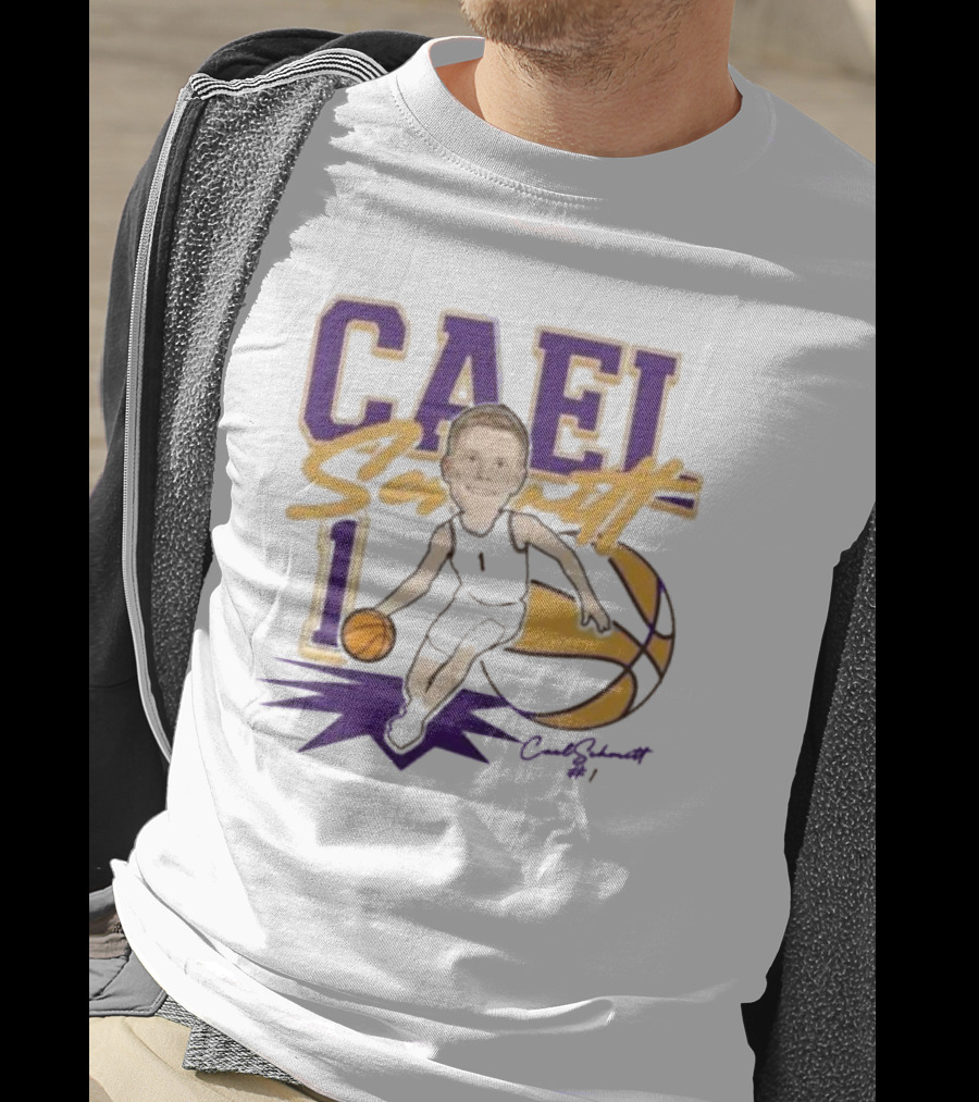 Cael Schmitt Northern Iowa Panthers Basketball Signature Cartoon Player Cael Schmitt #1 T-Shirt