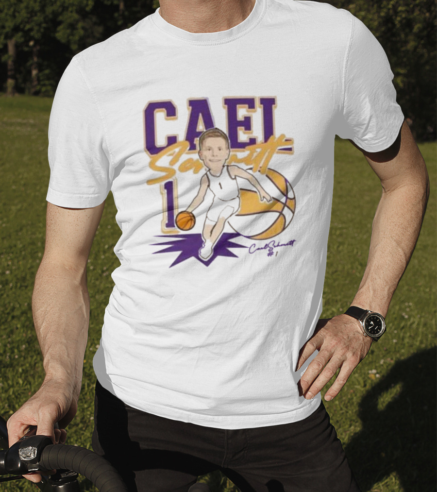 Cael Schmitt Northern Iowa Panthers Basketball Signature Cartoon Player Cael Schmitt #1 T-Shirt