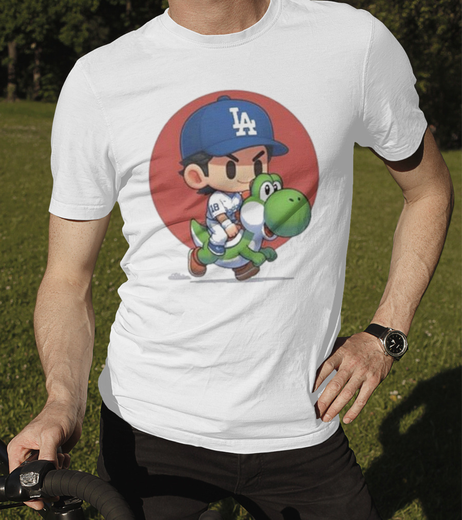 Doyers LA Riding Yoshi Yoshinobu Yamamoto Baseball Character T-Shirt