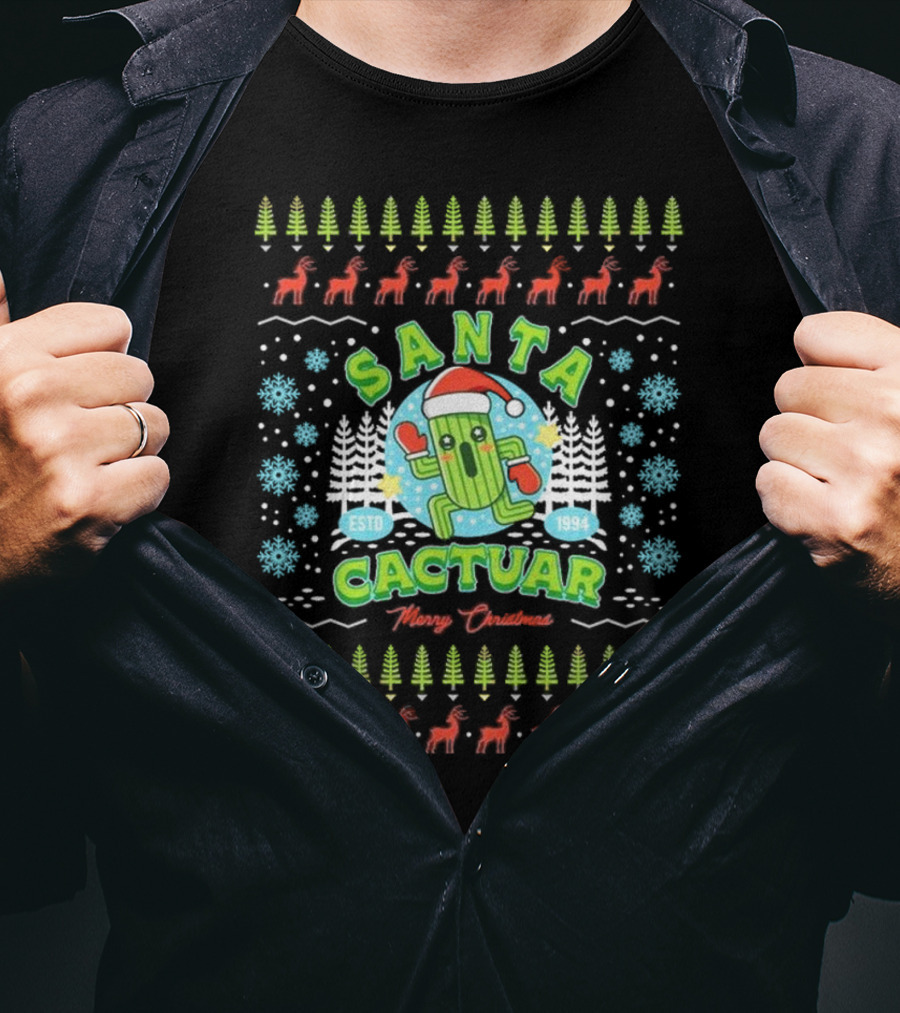 Santa Cactuar Merry Christmas ESTD 1994 Ugly Christmas T-Shirt