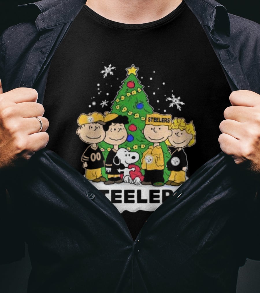 Steelers Snoopy And Friends Christmas Tree T-Shirt