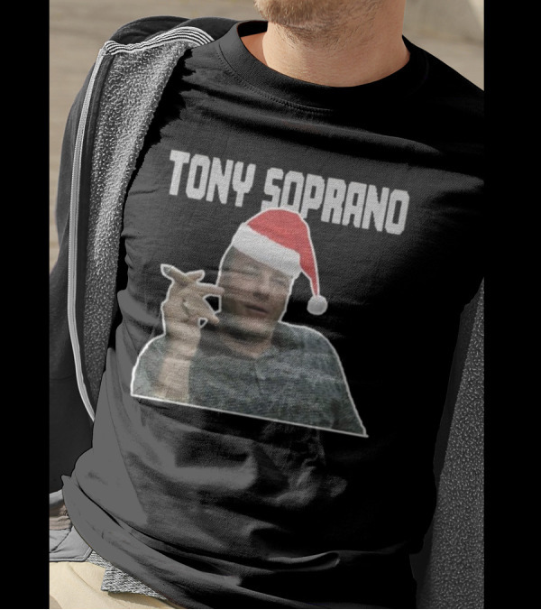 Tony Soprano Merry Fuhgeddaboudit Christmas Santa Hat T-Shirt