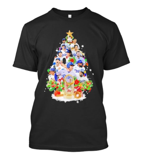 Los Angeles Dodgers Players Christmas Tree Trophy T-Shirt