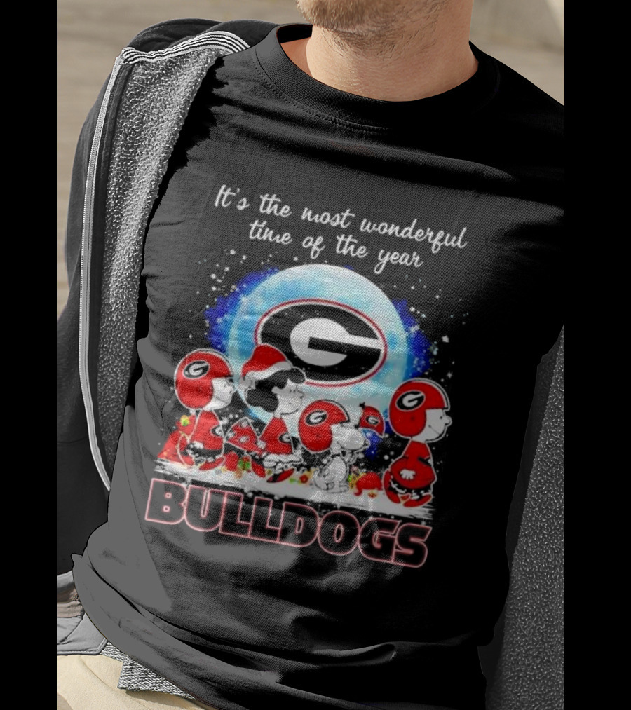 Peanuts Georgia Bulldogs Most Wonderful Time Christmas T-Shirt