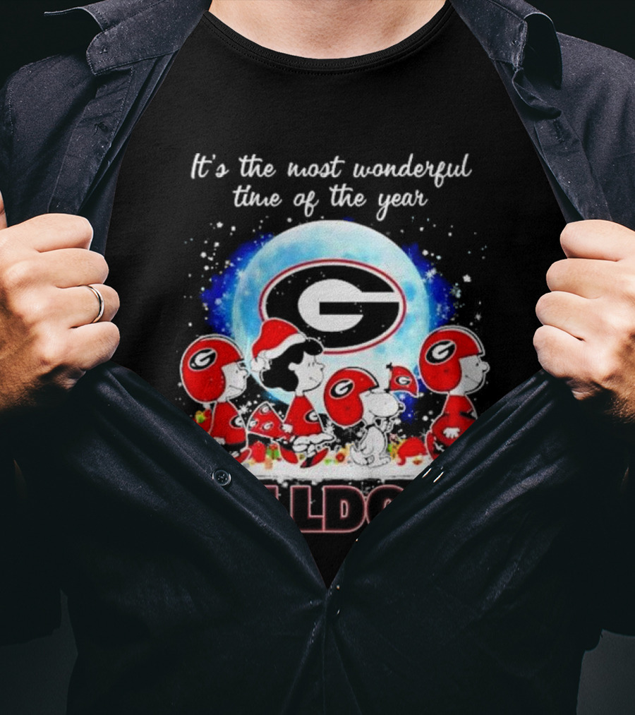 Peanuts Georgia Bulldogs Most Wonderful Time Christmas T-Shirt